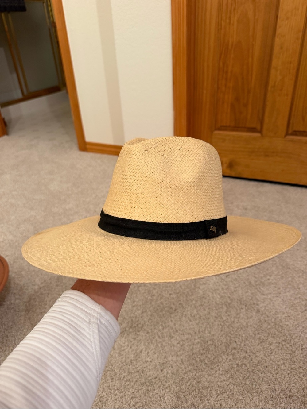 Peter Grimm Natural Straw Fedora with Black Band